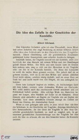 Die Idee des Zufalls in der Geschichte der Komödie