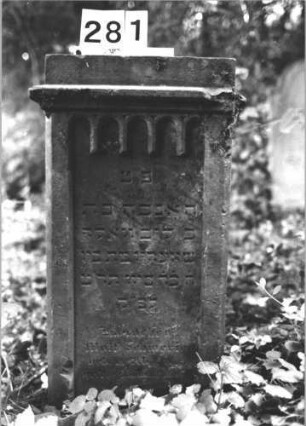 Grabstein 281 (Index: 100113202) Material: Sandstein Maße HxBxT: 97x52x19 cm: Grabstein 281