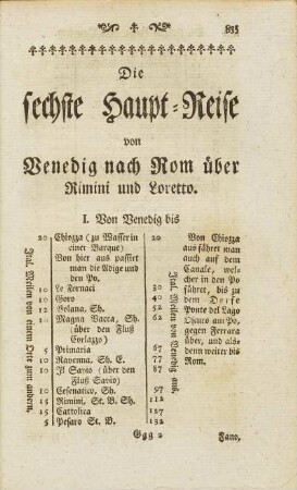 Die sechste Haupt-Reise von Venedig nach Rom über Rimini und Loretto.