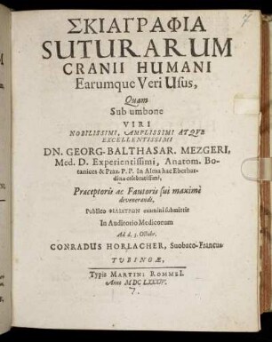 Skiagraphia Suturarum Cranii Humani Earumque Veri Usus