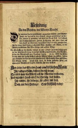 Erfindung zu den Schilden des Wirths-Hauses.