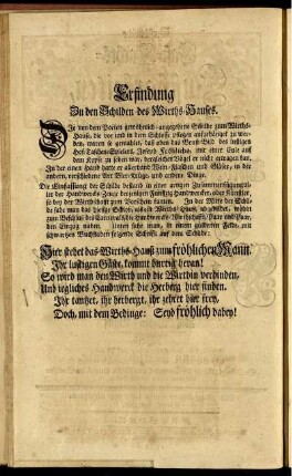 Erfindung zu den Schilden des Wirths-Hauses.