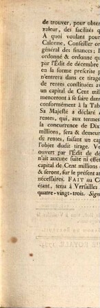 Arrêt du Conseil d'État du Roi portant que l'Emprunt de Dix millions de Rentes héréditaires, crées par l'Édit de Décembre 1782 ...