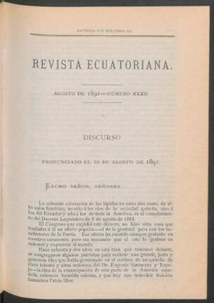 Agosto de 1891 - Número XXXII.