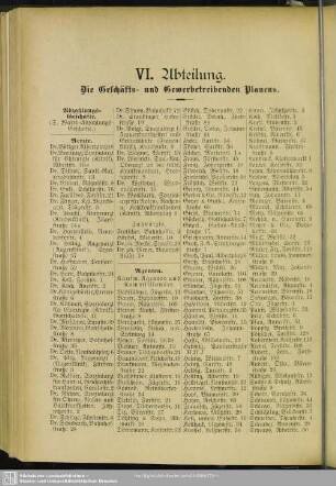 VI. Abteilung. Berufsklassen und Gewerbebetriebe : VI. Abteilung. Die Geschäfts- und Gewerbetreibenden Plauens