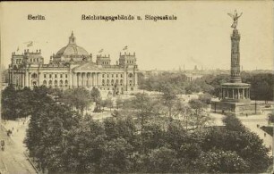 Berlin - Reichstagsgebäude u. Siegessäule