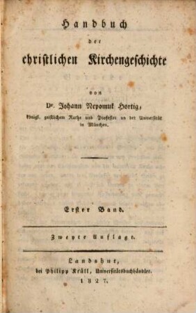 Handbuch der christlichen Kirchengeschichte, 1