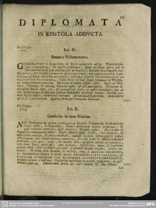 Diplomata In Epistola Adducta
