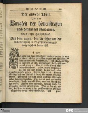 Der andere Theil. Von der Ewigkeit der höllenstrafen nach der heiligen offenbarung.