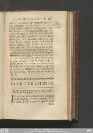 L'Habite De L'Homme. Entretien Onzieme.