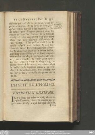 L'Habite De L'Homme. Entretien Onzieme.