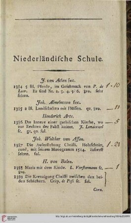 Niederländische Schule (Nr. 1384-2779)