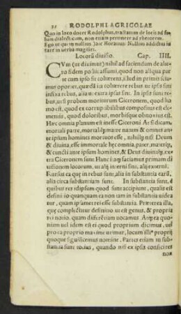 Locorum divisio. Cap. IIII.