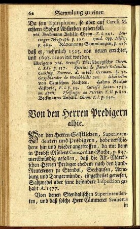 Von den Herren Predigern alhie.