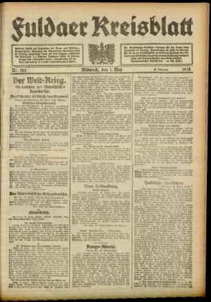 Ausgabe vom Mittwoch, den 01. Mai 1918.