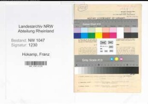 Entnazifizierung Franz Hokamp , geb. 06.10.1905 (Zollsekretaer)