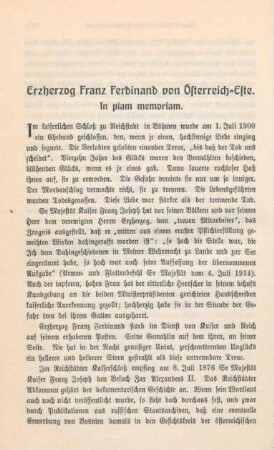 578-588 Erzherzog Franz Ferdinand von Österreich-Este : in piam memoriam