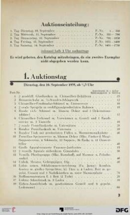 1. Auktionstag Dienstag, den 10. September 1935, ½ 3 Uhr (Nr. 1-350)
