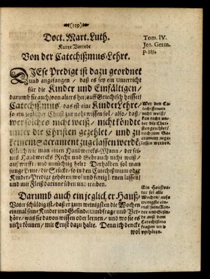 Doct. Mart. Luth. Kurtze Vorrede Von der Catechismus-Lehre.