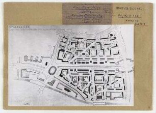 Wettbewerb II. Bauabschnitt der Karl-Marx-Allee: Lageplan. Berlin, Mitte/Friedrichshain, Stalinallee (vor 1949 Frankfurter Allee, seit 1961 Karl-Marx-Allee)/Strausberger Platz/Alexanderplatz/ Schillingstraße