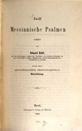 Zwölf Messianische Psalmen
