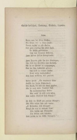 Episch-Lyrisches; Romanze, Ballade, Legende