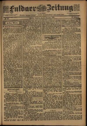 Erste Ausgabe vom Samstag, den 15. November 1902.