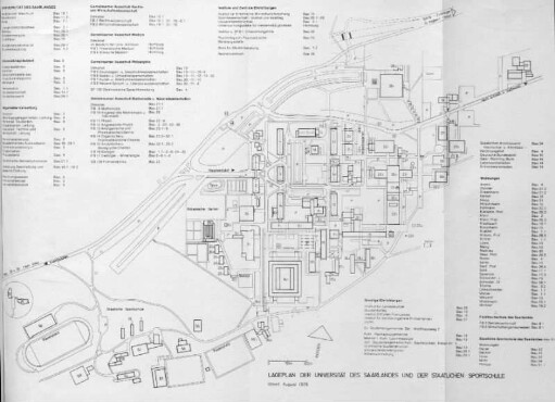 Lageplan der Universität des Saarlandes und der Staatlichen Sportschule
