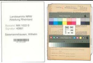 Entnazifizierung Wilhelm Sassmannshausen , geb. 05.02.1908 (Zugfuehrer)
