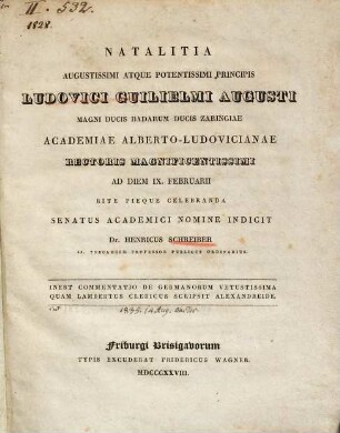 Commentatio de Germanorum vetustissima, quam Lambertus Clericus scripsit, Alexandreide