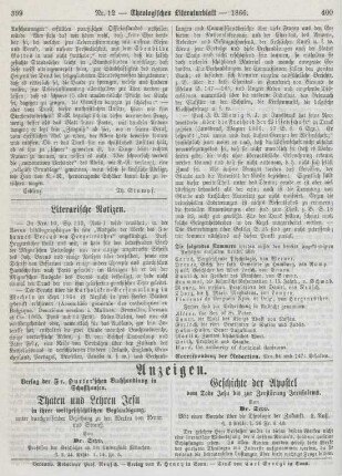 399-400 Literarische Notizen