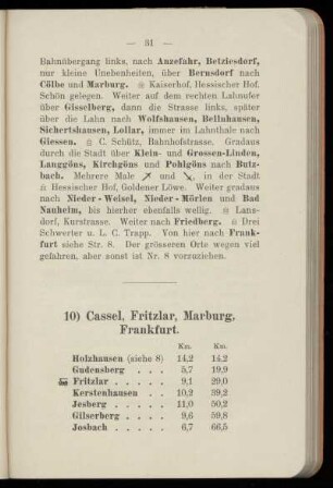 10) Cassel, Fritzlar, Marburg, Frankfurt