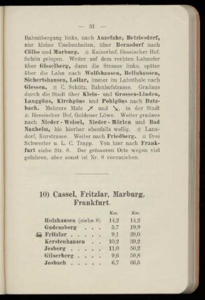 10) Cassel, Fritzlar, Marburg, Frankfurt