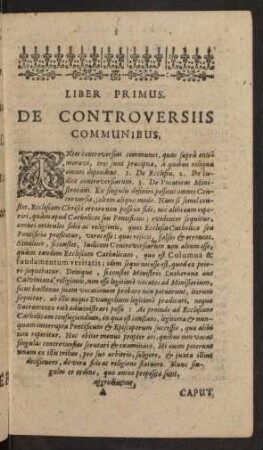 Liber Primus. De Controversiis Communibus.