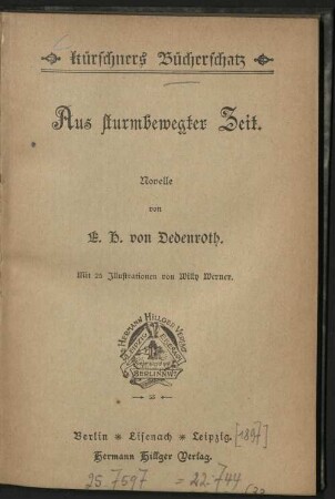 Aus sturmbewegter Zeit : Novelle