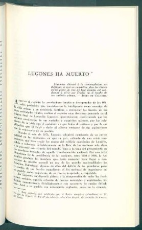 Lugones ha muerto
