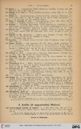 4. Antike (&aegyptische) Malerei (Nr. 609-667)