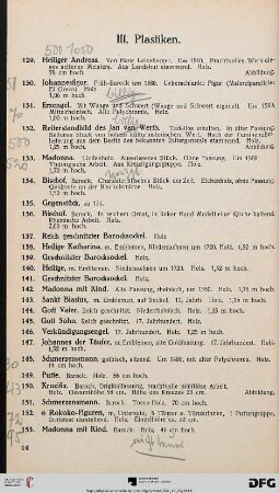 III. Plastiken (Nr. 129-158)