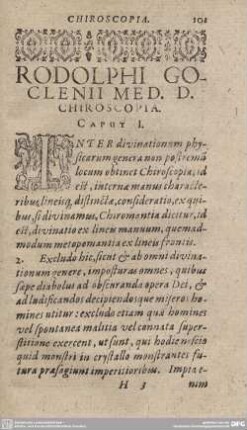 RODOLPHI GOCLENII MED. D. CHIROSCOPIA.