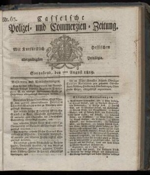 Nr. 63, sonnabend, den 7ten August 1819