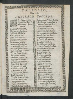 Talassio, hoc est, Anacreon Iocosus.