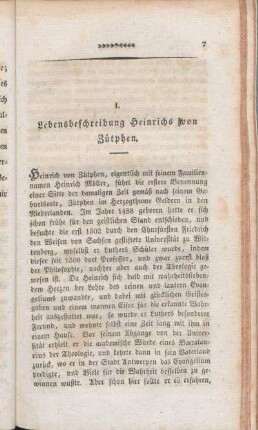 I. Lebensbeschreibung Heinrichs von Zütphen.
