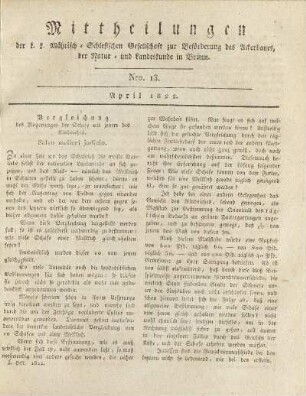 13.1822: Mittheilungen. Nro. 13. April 1822.