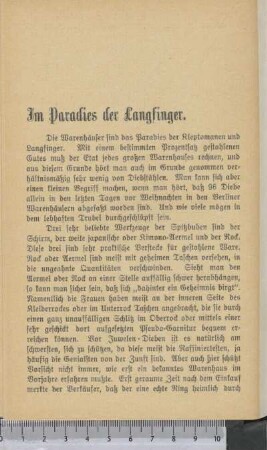 Im Paradies der Langfinger