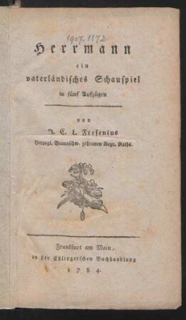 Herrmann : ein vaterländisches Schauspiel in fünf Aufzügen