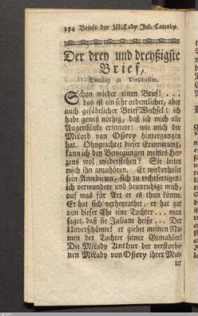 Der drey und dreyßigste Brief