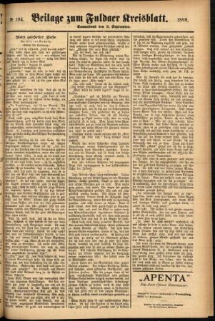 Zweite Ausgabe vom Samstag, den 03. September 1898.