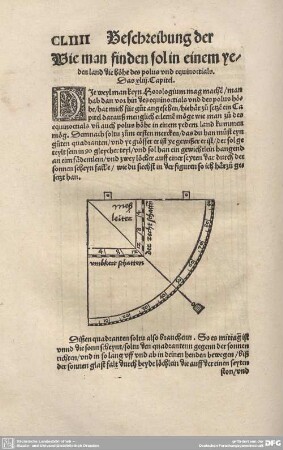 Wie man finden sol in einem yedesn land die höhe des polus und equinoctials. Das XLIII. Capitel.