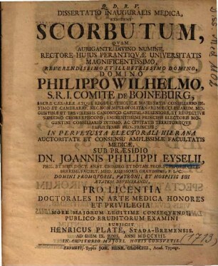 Dissertatio Inauguralis Medica, Exhibens Scorbutum