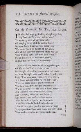 On the death of Mr. Thomas Rowe